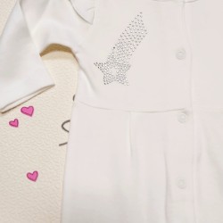 Бебешки гащеризон в бяло със сребриста звездичка