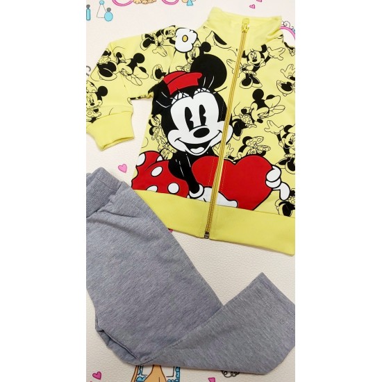 Детски анцуг с жълт суичър с Мини Маус Детски анцуг с жълт суичър с Мини Маус