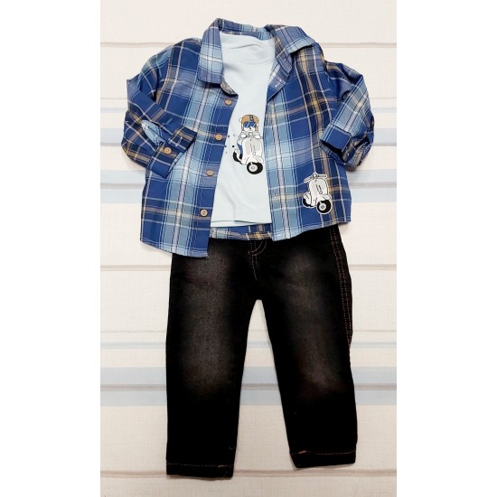 Детски комплект с риза,блуза и черни дънки Детски комплект с риза,блуза и черни дънки