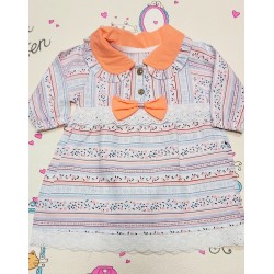 Бебешка рокля в бяло и оранжево  FLOWERS