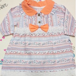 Бебешка рокля в бяло и оранжево FLOWERS Бебешка рокля в бяло и оранжево FLOWERS