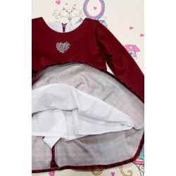 Бебешка елегантна рокля в бордо  и каре  Сърчице