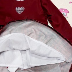 Бебешка елегантна рокля в бордо  и каре  Сърчице