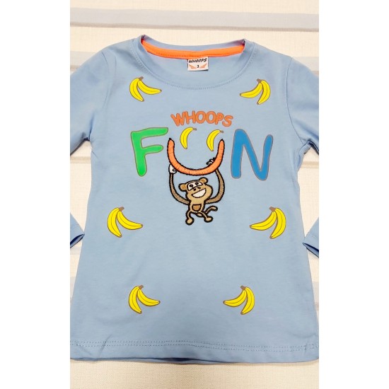 Светло синя детска блуза с маймунка Светло синя детска блуза с маймунка