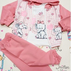 Бебешки спортен комплект в розово и бяло  Слончета