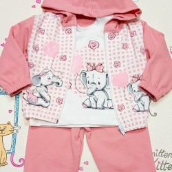 Бебешки спортен комплект в розово и бяло  Слончета