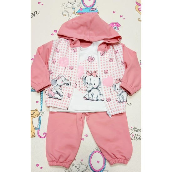 Бебешки спортен комплект в розово и бяло  Слончета