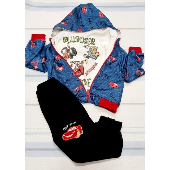 Детски комплект с яке и червени коли ,,Макуин
