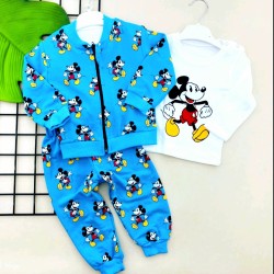 Бебешки комплект от суичър,блуза и долнище с Мики за момче Бебешки комплект от суичър,блуза и долнище с Мики за момче