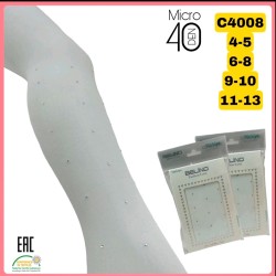 Детски бял чорапогащник с бели камъчета 40 DEN