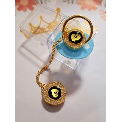 Луксозен инкрустиран биберон залъгалка с клипс Стъпчици Луксозен инкрустиран биберон залъгалка с клипс Стъпчици