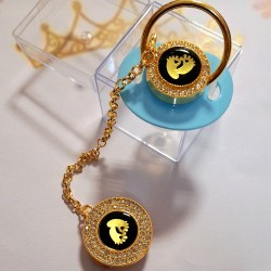 Луксозен инкрустиран биберон залъгалка с клипс Стъпчици Луксозен инкрустиран биберон залъгалка с клипс Стъпчици