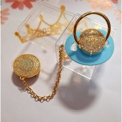 Луксозен биберон залъгалка в синьо и златно LOVE Луксозен биберон залъгалка в синьо и златно LOVE