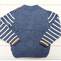 Жилетка за момче в синьо и бяло райе с цип