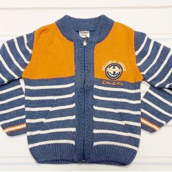 Жилетка за момче в синьо и бяло райе с цип Жилетка за момче в синьо и бяло райе с цип