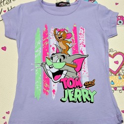 Детска тениска в лилаво с Том и Джери Детска тениска в лилаво с Том и Джери