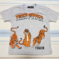 Детска лятна тениска в сиво с тигри Детска лятна тениска в сиво с тигри