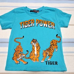 Детска лятна тениска в синьо с тигри Детска лятна тениска в синьо с тигри
