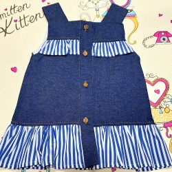 Детска дънкова рокля с копчета отпред