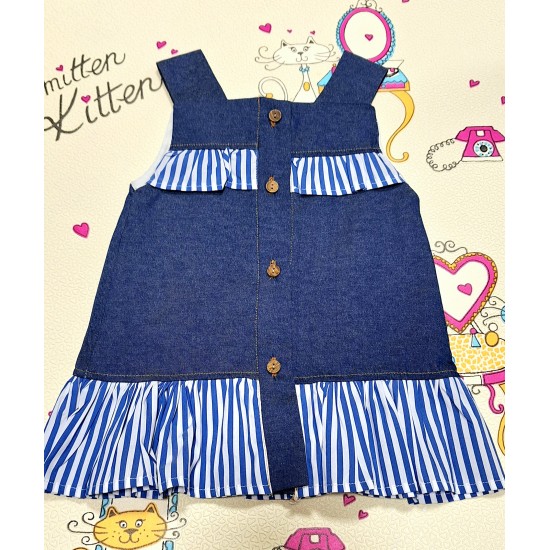 Детска дънкова рокля с копчета отпред