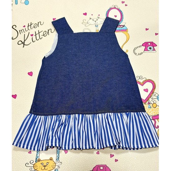 Детска дънкова рокля с копчета отпред