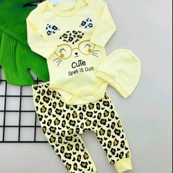 Бебешки комплект с боди и ританки  Леопардова котка