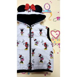 Детски шушляков елек с Мини Маус с качулка в бяло
