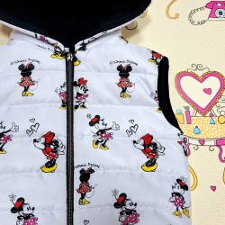 Детски шушляков елек с Мини Маус с качулка в бяло