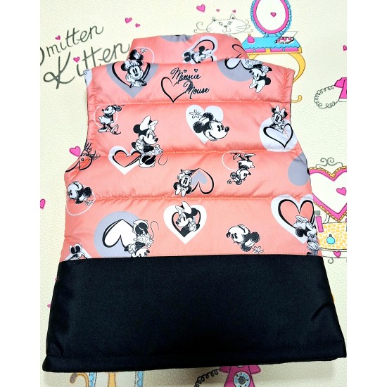 Детски шушляков елек в прасковено и черно с Мини Маус