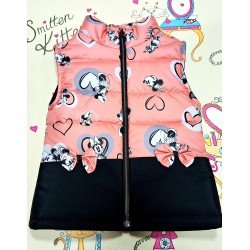 Детски шушляков елек в прасковено и черно с Мини Маус Детски шушляков елек в прасковено и черно с Мини Маус