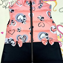 Детски шушляков елек в прасковено и черно с Мини Маус Детски шушляков елек в прасковено и черно с Мини Маус