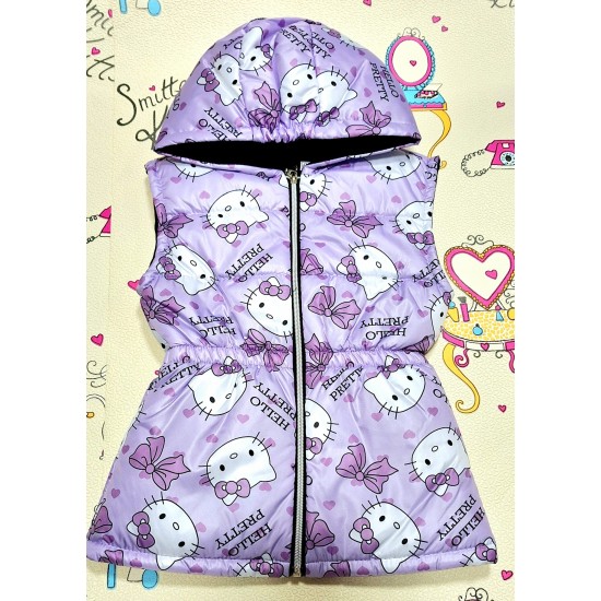 Детски шушляков елек в лилаво ,,HELLO KITTY
