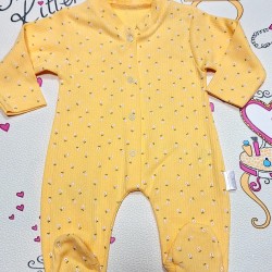 Бебешки гащеризон в жълто на цветчета от дишаща материя