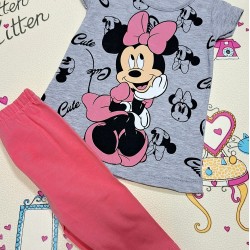 Детски летен комплект с Мини Маус в сиво и розово