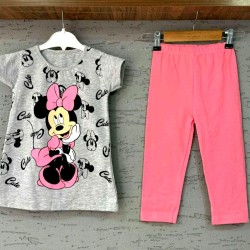 Детски летен комплект с Мини Маус в сиво и розово Детски летен комплект с Мини Маус в сиво и розово