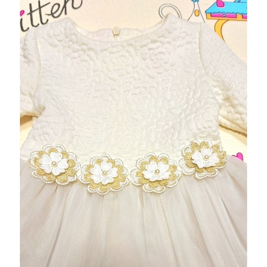 Детска бяла рокля с тюл  БЕЛА