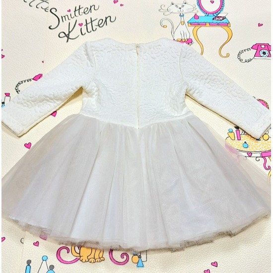 Детска бяла рокля с тюл  БЕЛА