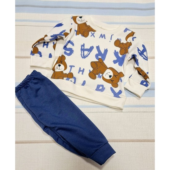 Бебешки комплект в бяло и синьо  Меченца