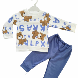 Бебешки комплект в бяло и синьо Меченца Бебешки комплект в бяло и синьо Меченца