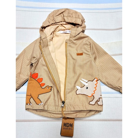 Детско бежово яке ветровка с динозаври