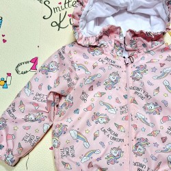 Детско яке ветровка в розово с Еднорози