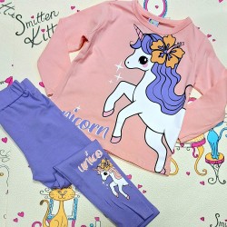 Детски комплект с клин в розово и лилаво с Еднорог Детски комплект с клин в розово и лилаво с Еднорог