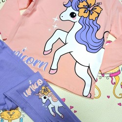 Детски комплект с клин в розово и лилаво с Еднорог Детски комплект с клин в розово и лилаво с Еднорог