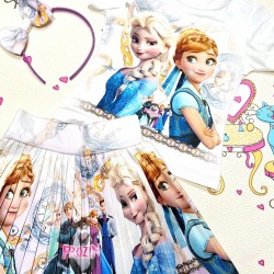 Детски летен комплект с Елза и Ана с пола и диадема