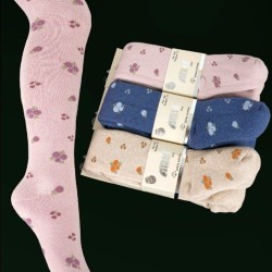Ватиран детски термо памучен чорапогащник  Цветчета