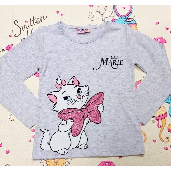 Детска блуза в сиво с Котето Мери