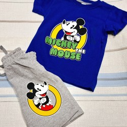 Детски комплект с Мики Маус в синьо и сиво