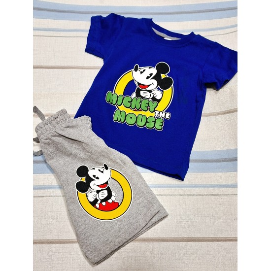 Детски комплект с Мики Маус в синьо и сиво