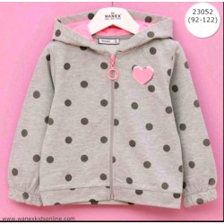 Детски суичър в сиво и розово на точки Детски суичър в сиво и розово на точки