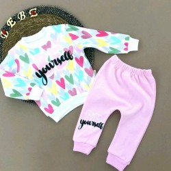 Бебешки комплект в розово и сърца  Be yourself